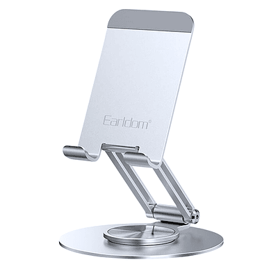 Soporte de Aluminio de Mesa y Escritorio para Celular y Tablet con Rotación 360°