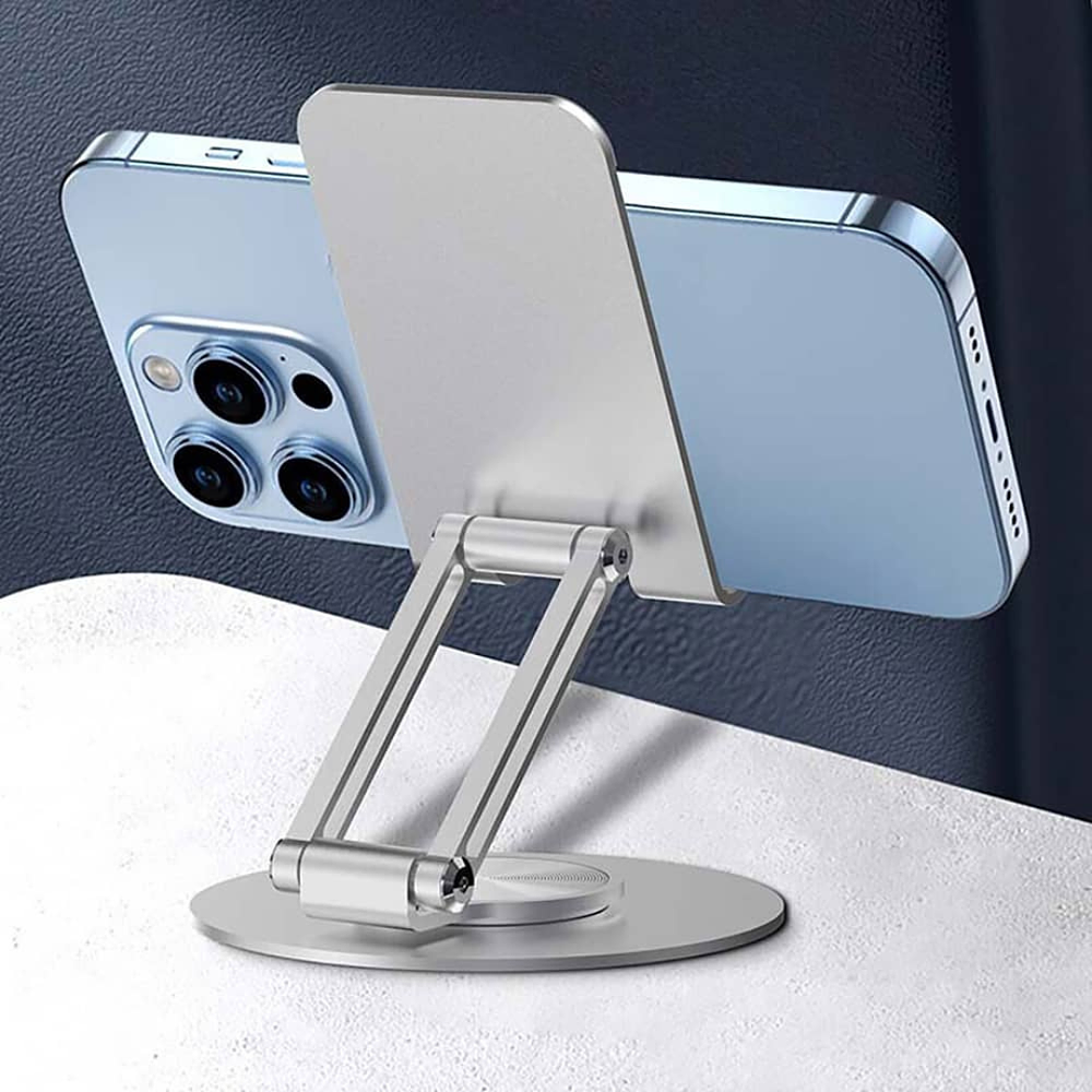Soporte de Aluminio de Mesa y Escritorio para Celular y Tablet con Rotación 360°