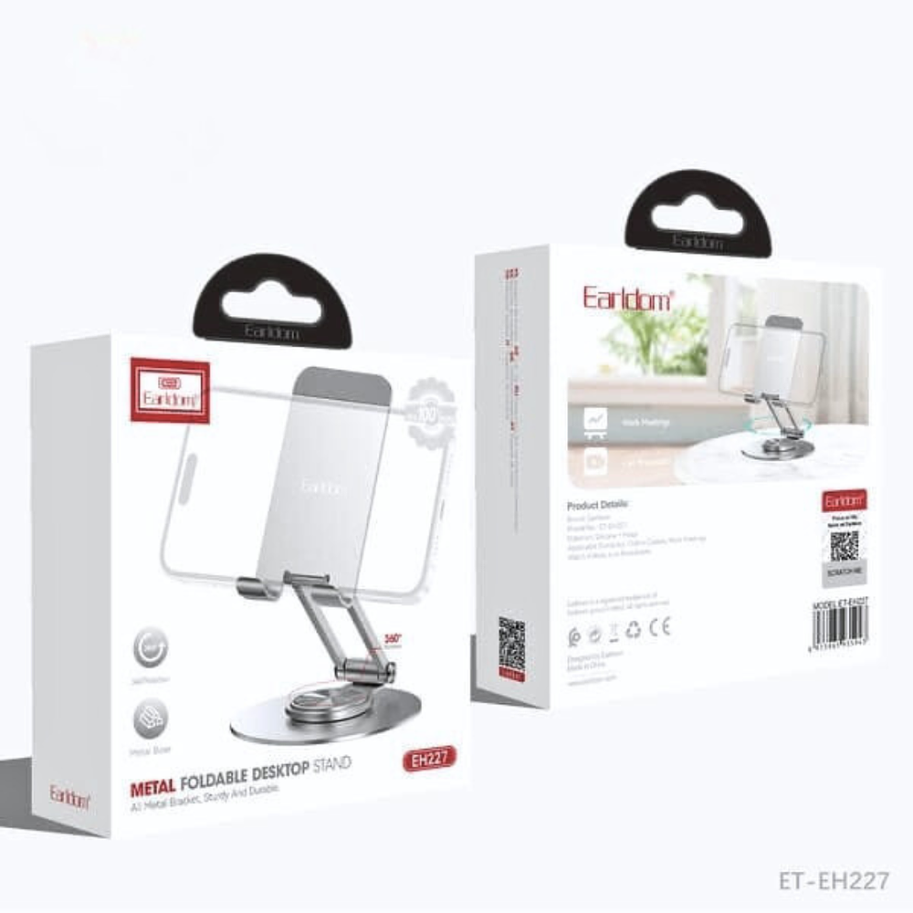 Soporte de Aluminio de Mesa y Escritorio para Celular y Tablet con Rotación 360°