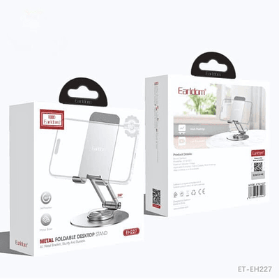 Soporte de Aluminio de Mesa y Escritorio para Celular y Tablet con Rotación 360°