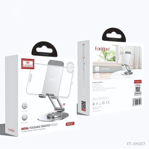 Soporte de Aluminio de Mesa y Escritorio para Celular y Tablet con Rotación 360°