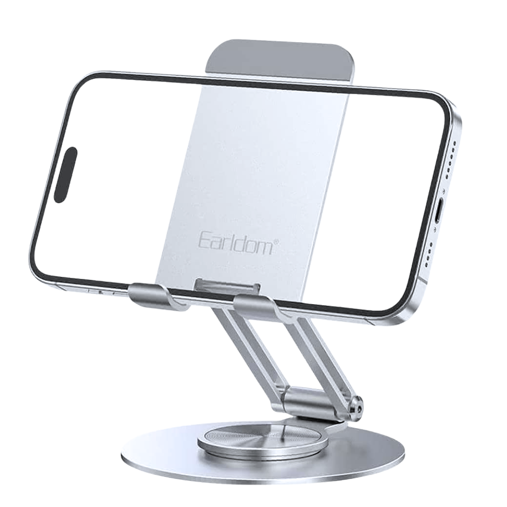Soporte de Aluminio de Mesa y Escritorio para Celular y Tablet con Rotación 360°