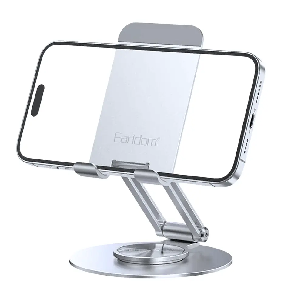 Soporte de Aluminio de Mesa y Escritorio para Celular y Tablet con Rotación 360° 4
