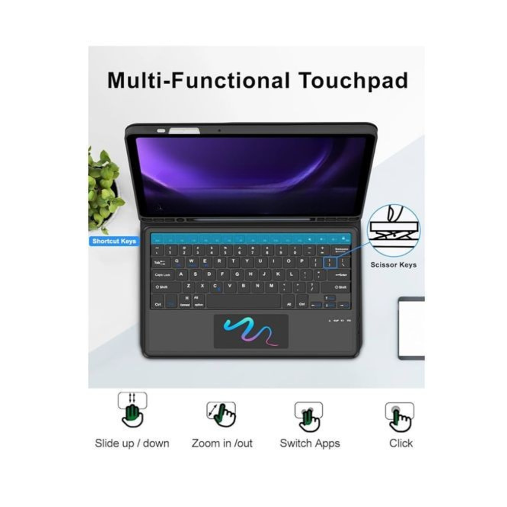 Funda Con Teclado Español Touchpad Para Samsung Galaxy S7+ / S8+ / S7 Fe 12.4