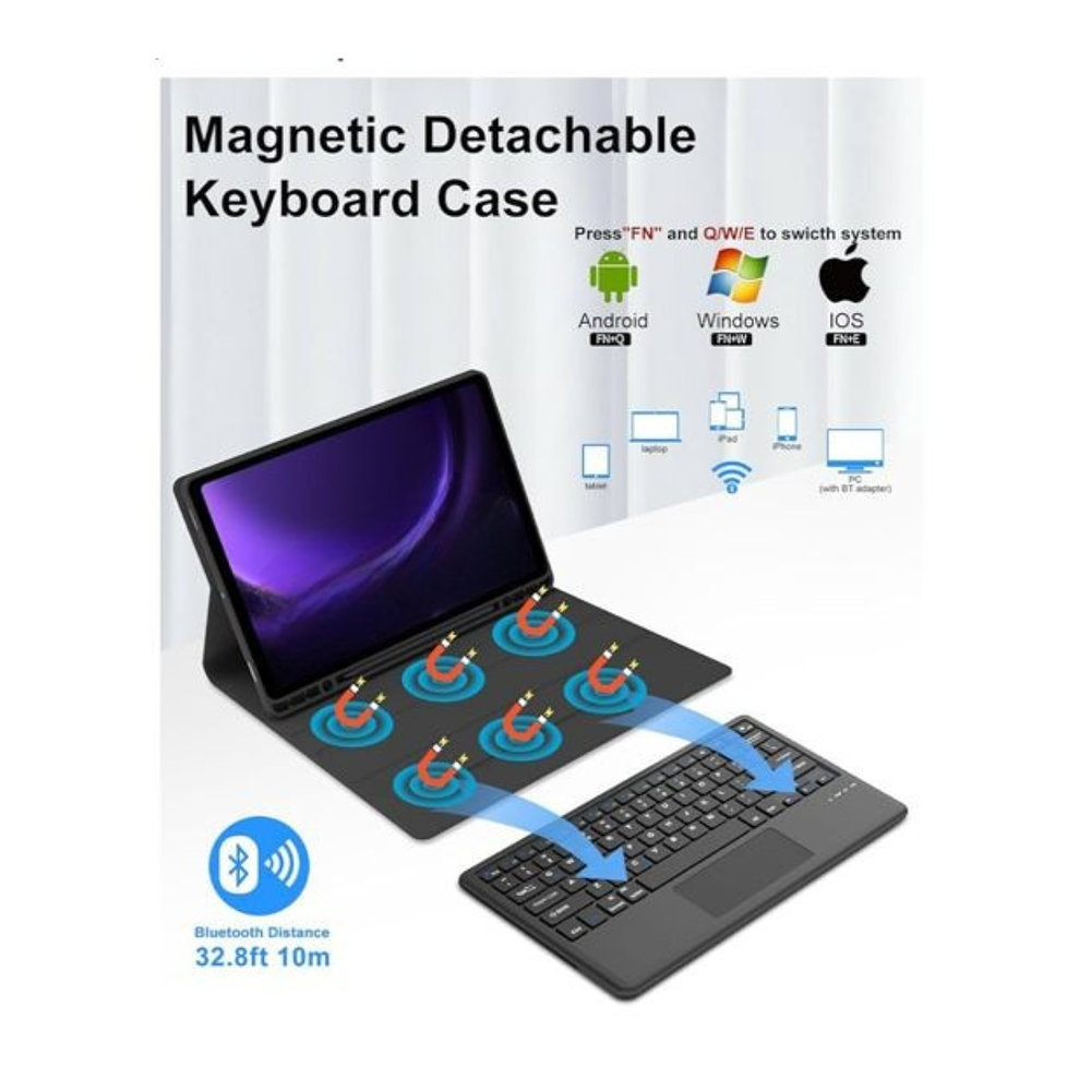 Funda Con Teclado Español Touchpad Para Samsung Galaxy S7+ / S8+ / S7 Fe 12.4