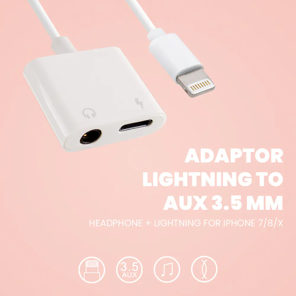 Adaptador Lightning de 3.5mm  Audio + Carga para iPhone 