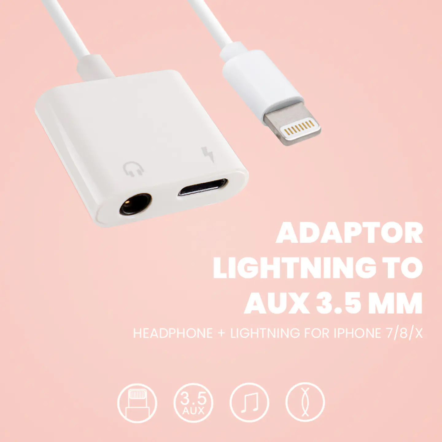 Adaptador Lightning de 3.5mm  Audio + Carga para iPhone  5