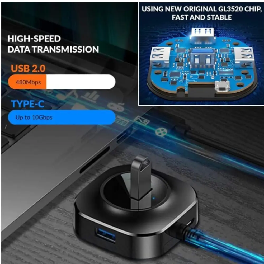 Hub Usb de 4 Puertos Tipo C
