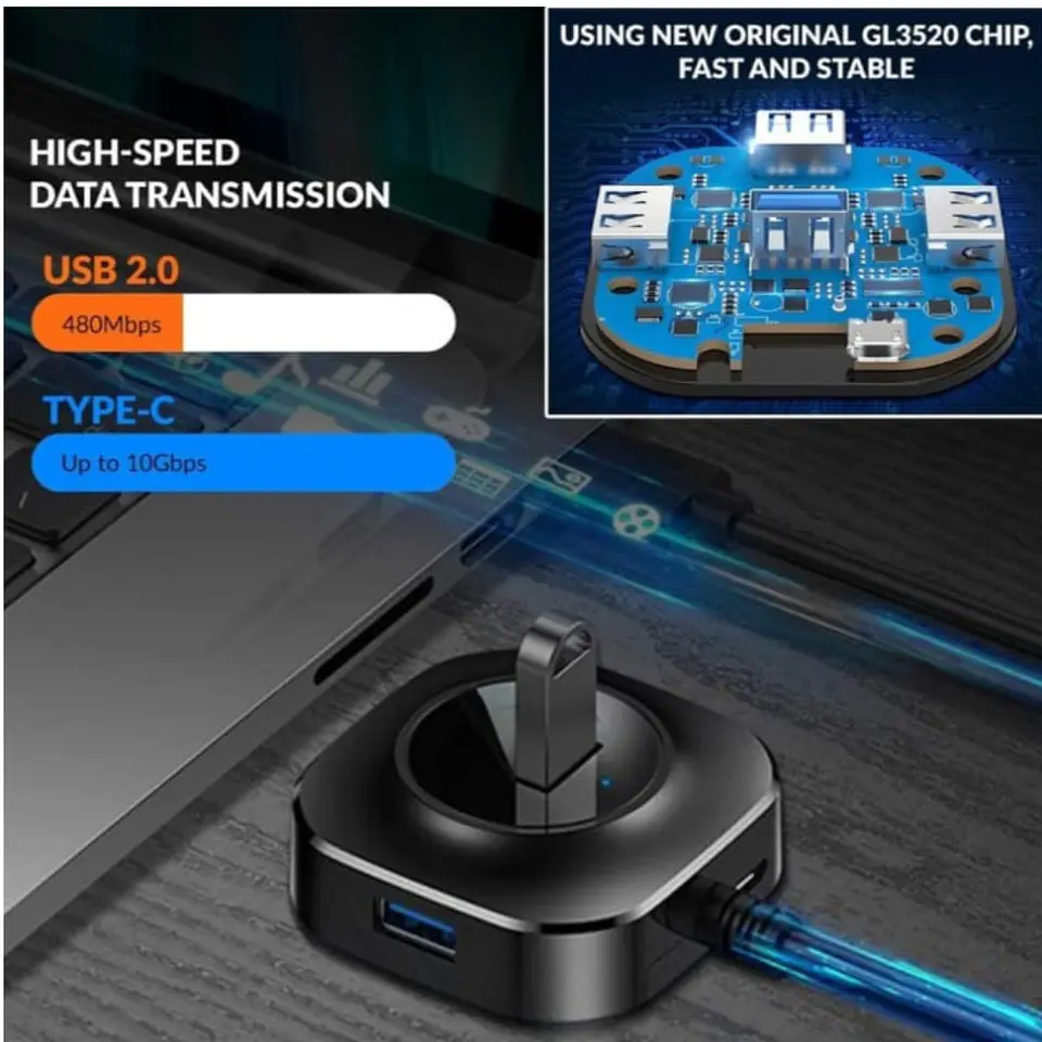 Hub Usb de 4 Puertos Tipo C 7