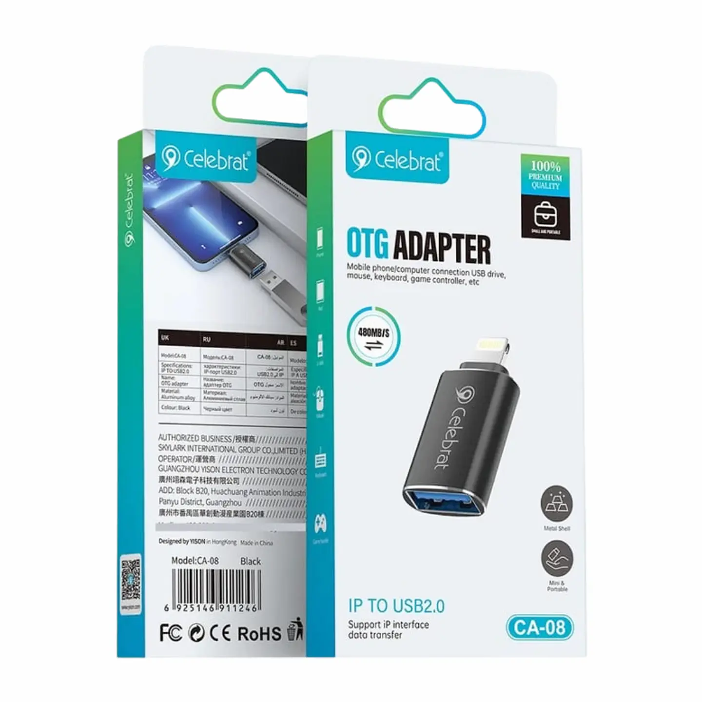 Adaptador OTG Lightning a USB 2.0 480MB/S 2