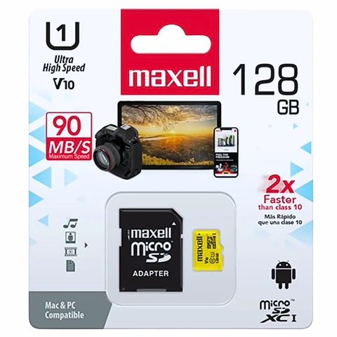 Tarjeta de Memoria de 128 Gb 90MB/S+Adaptador