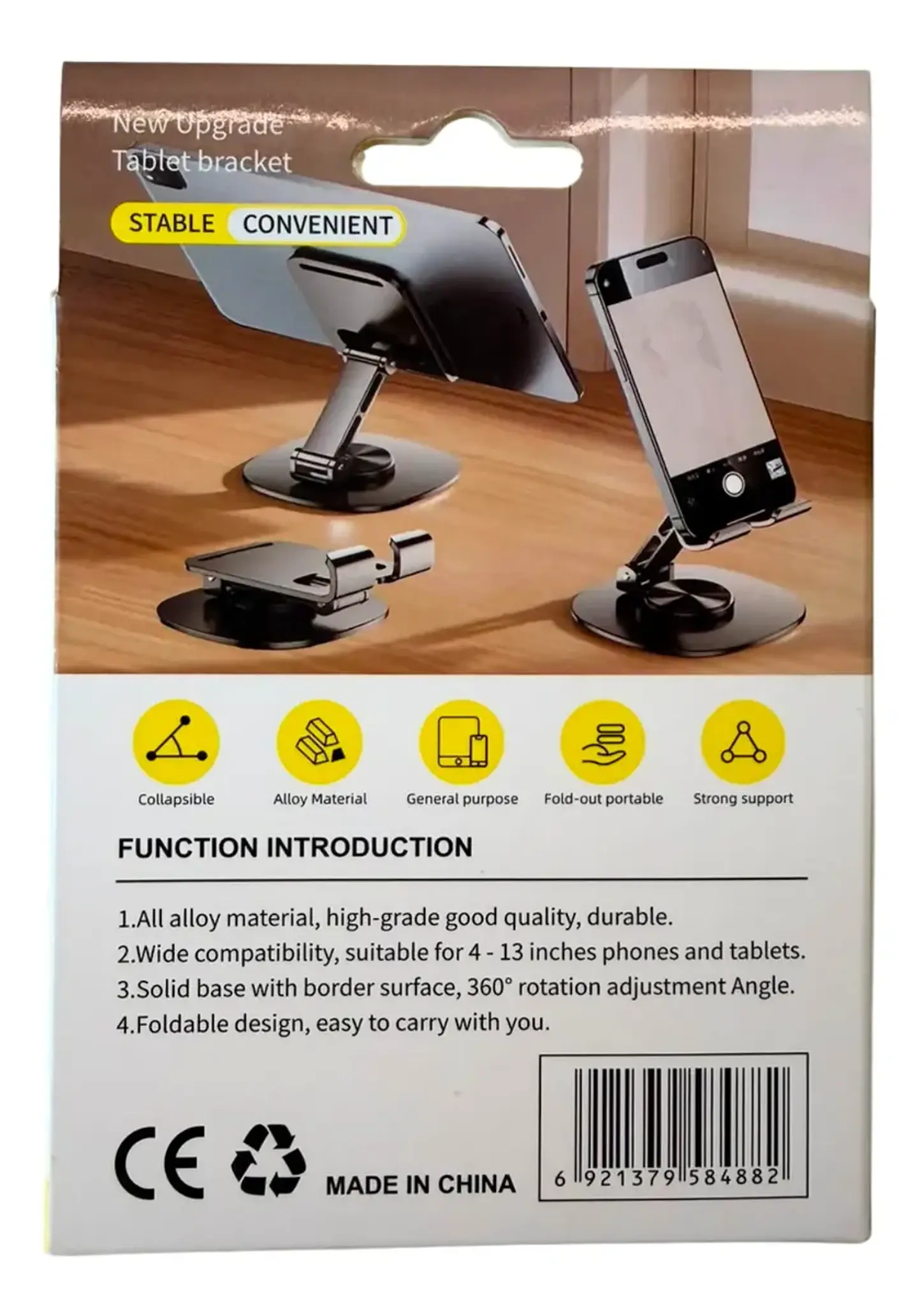 Soporte de Mesa de Acero para Tablet y Celular 360° Giratorio  3