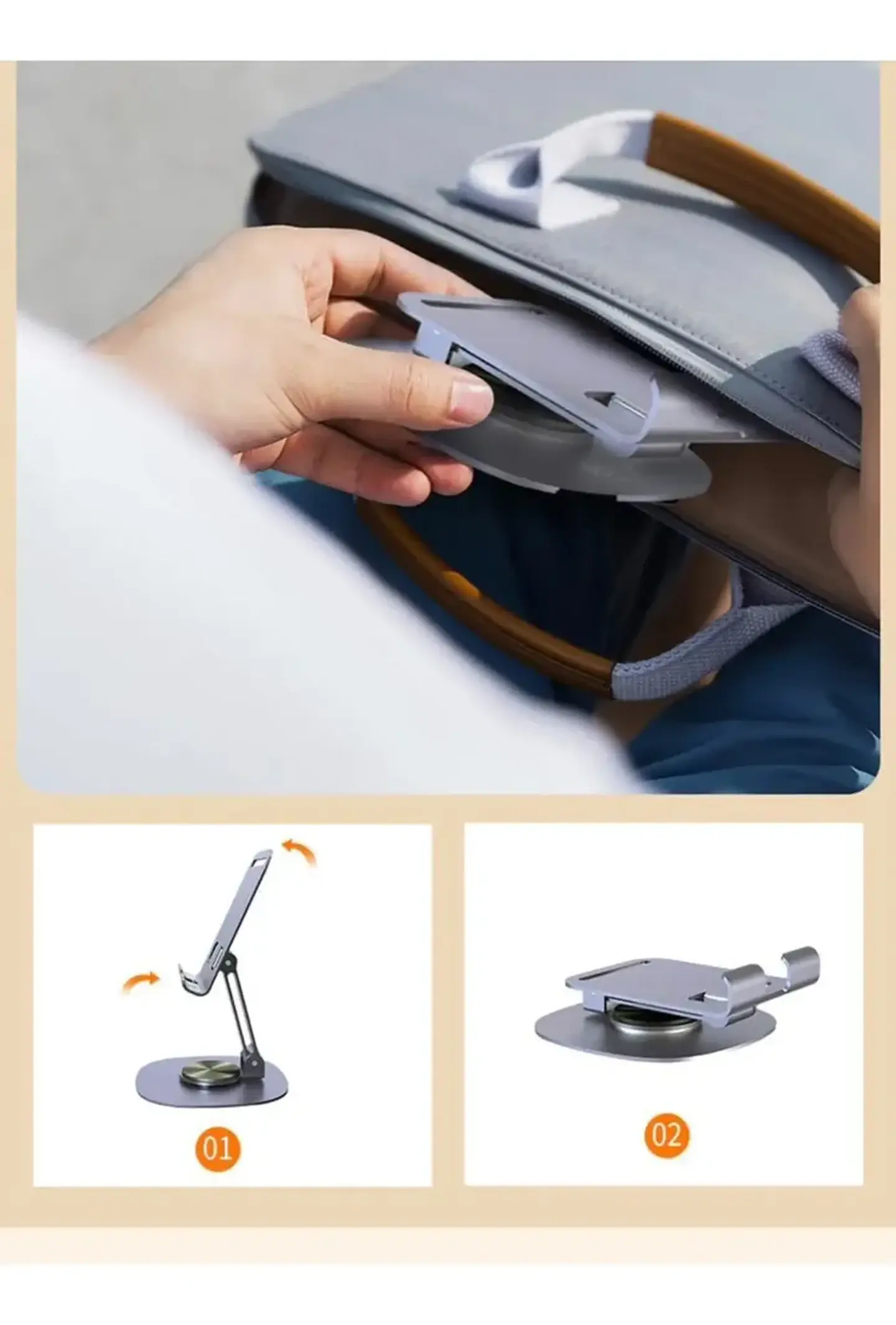 Soporte de Mesa de Acero para Tablet y Celular 360° Giratorio  5