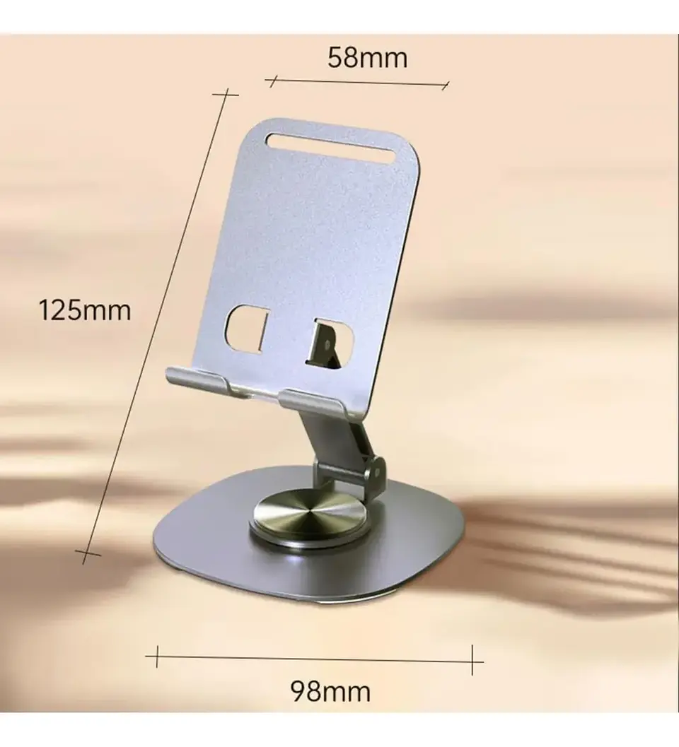 Soporte de Mesa de Acero para Tablet y Celular 360° Giratorio  4
