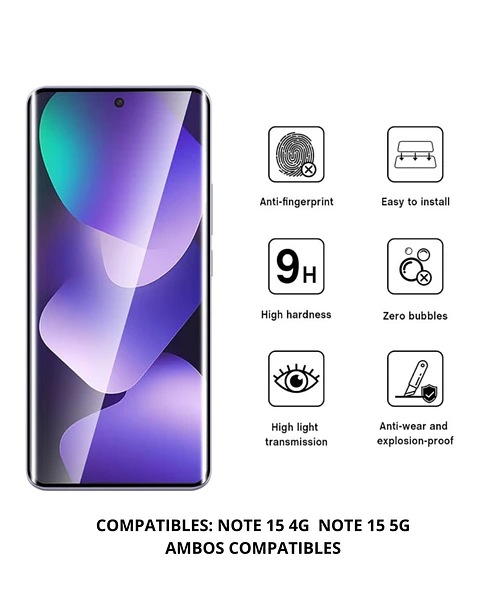 Lámina Curva Vidrio Templado Para Redmi Note 15 4G Note 15 5G