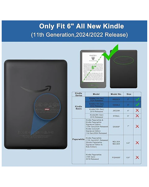 Funda Inteligente Para Kindle Realese 11th Gene 2022 /2024 Con Agarre 