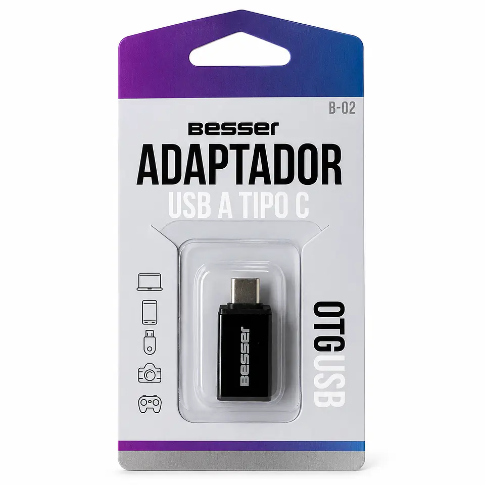 Adaptador Otg Usb-c 3.1 M/h A Usb-a 3.0 De Aluminio Besser 1
