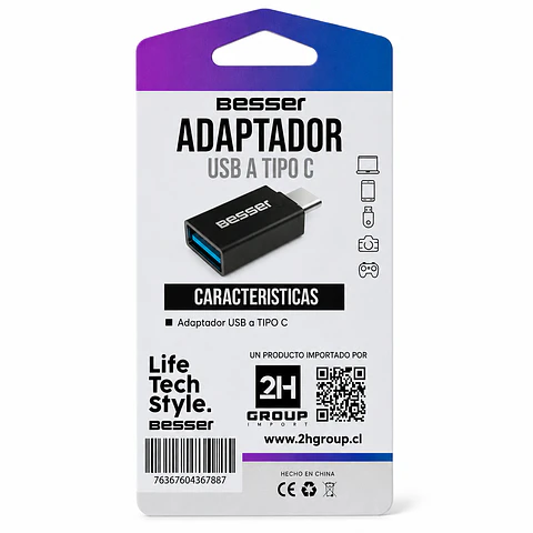 Adaptador Otg Usb-c 3.1 M/h A Usb-a 3.0 De Aluminio Besser