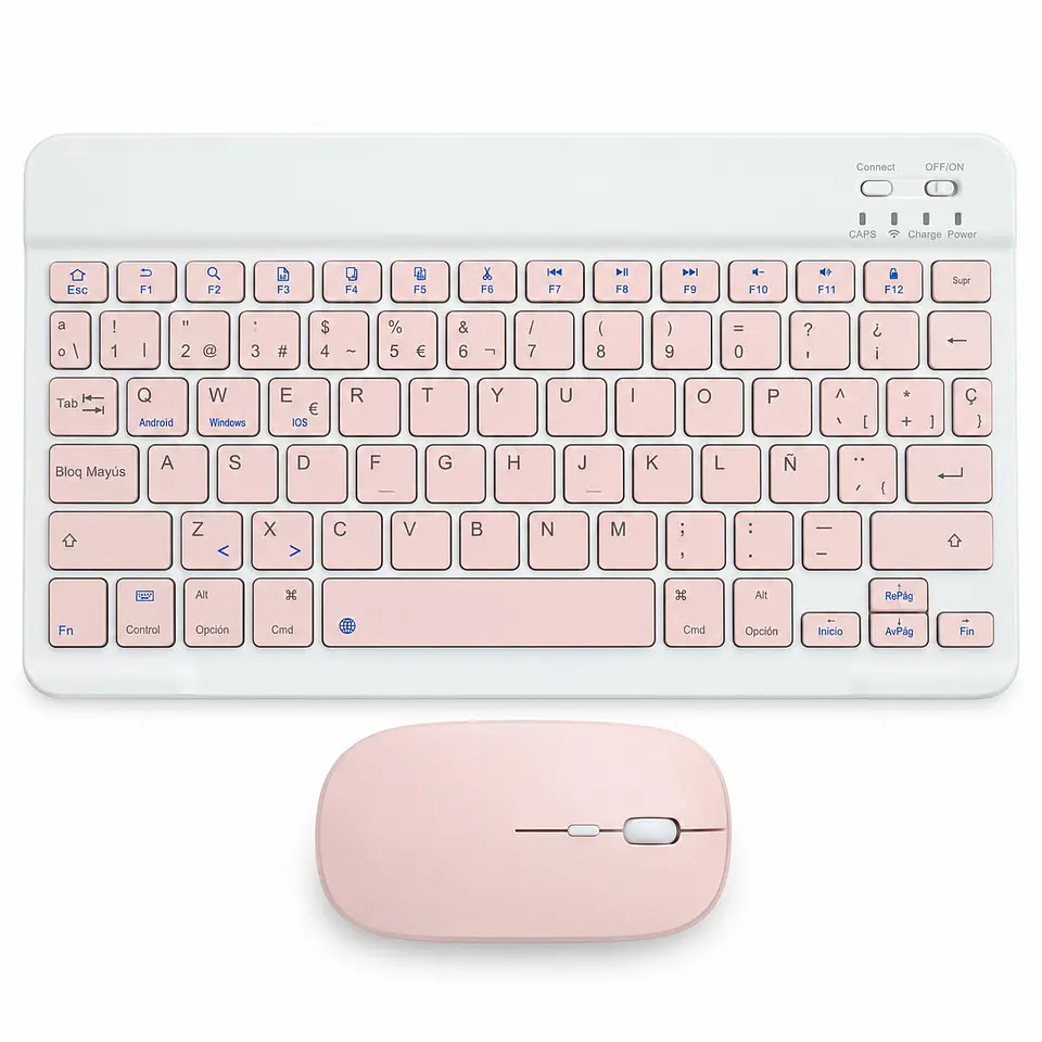 Teclado Y Mouse Inalámbrico Bluetooth Para Tablet Español 1