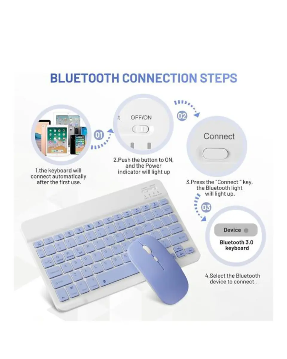Teclado Y Mouse Inalámbrico Bluetooth Para Tablet Español 9