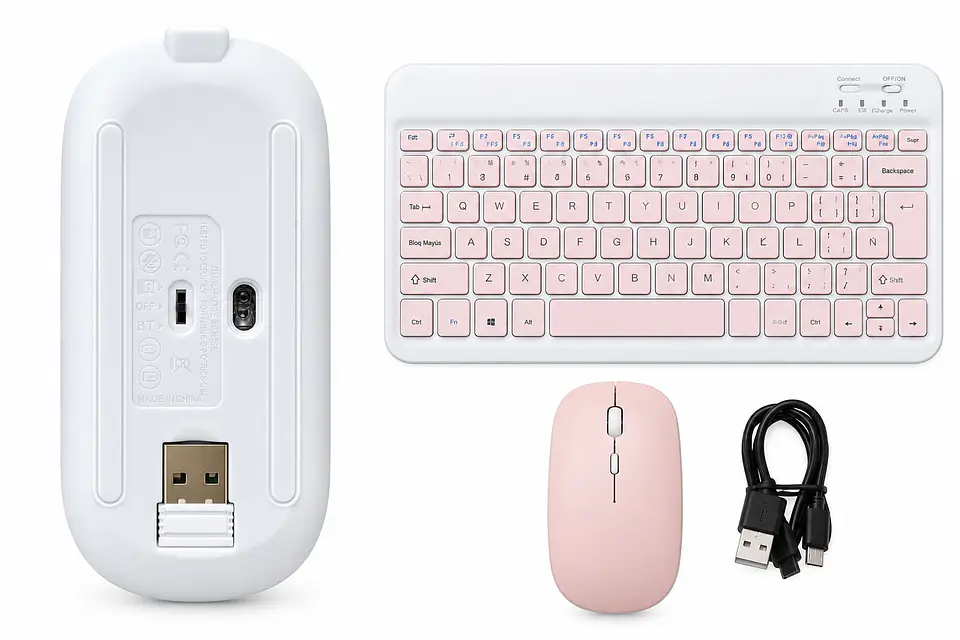 Teclado Y Mouse Inalámbrico Bluetooth Para Tablet Español 5