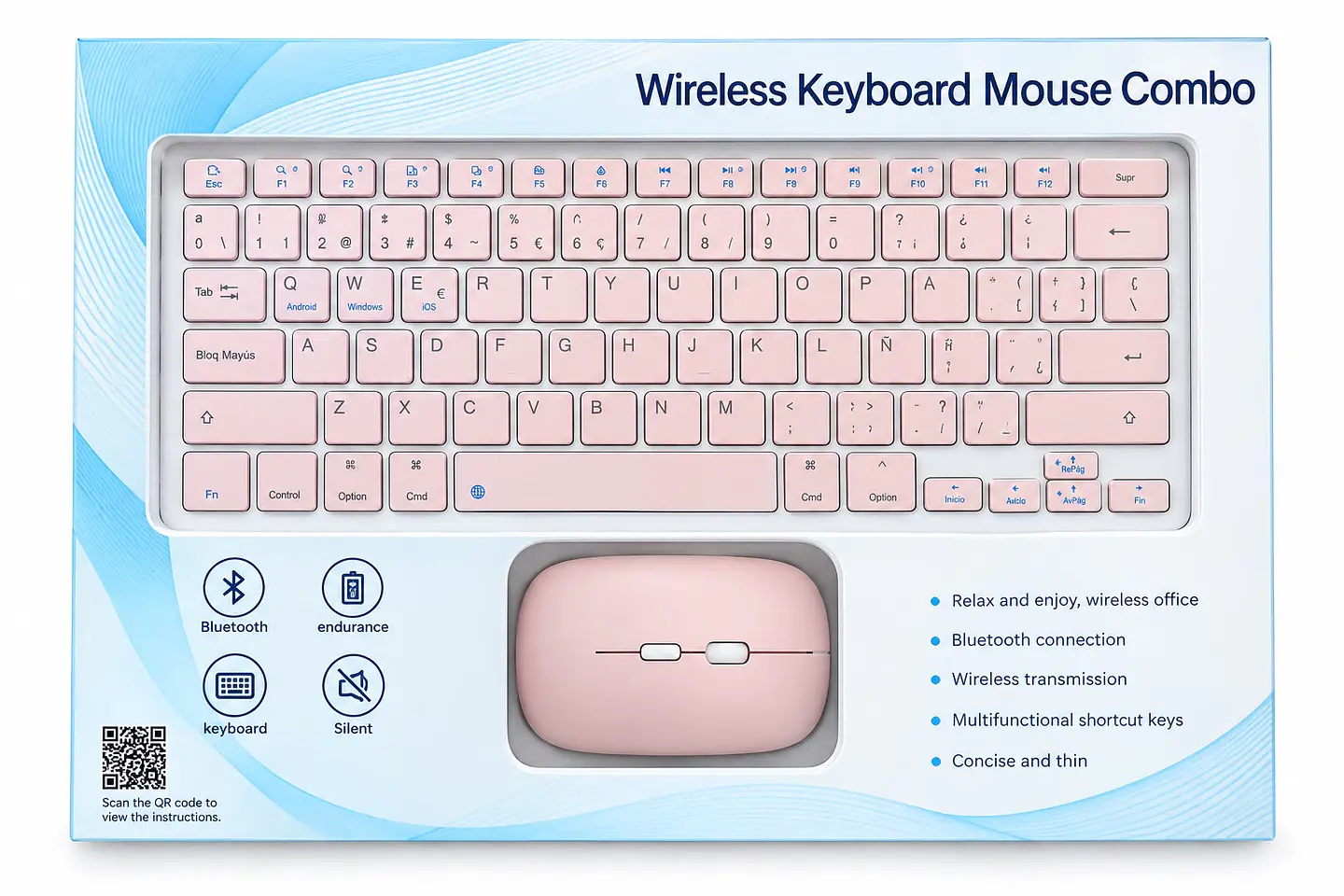 Teclado Y Mouse Inalámbrico Bluetooth Para Tablet Español 6