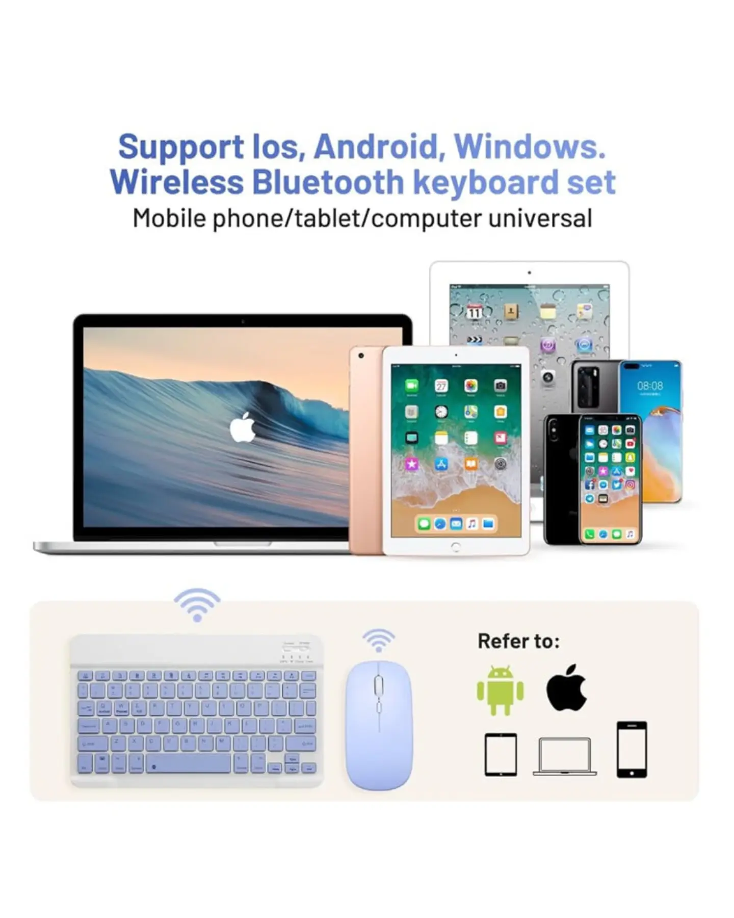 Teclado Y Mouse Inalámbrico Bluetooth Para Tablet Español 8