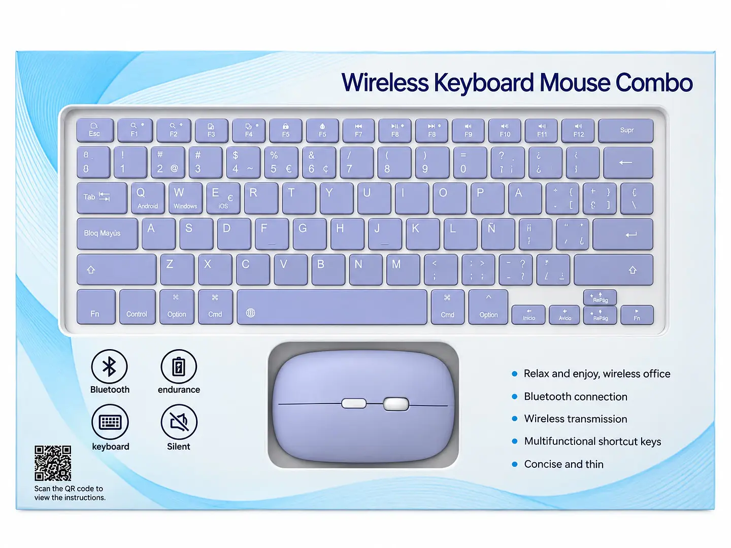 Teclado Y Mouse Inalámbrico Bluetooth Para Tablet Español 12