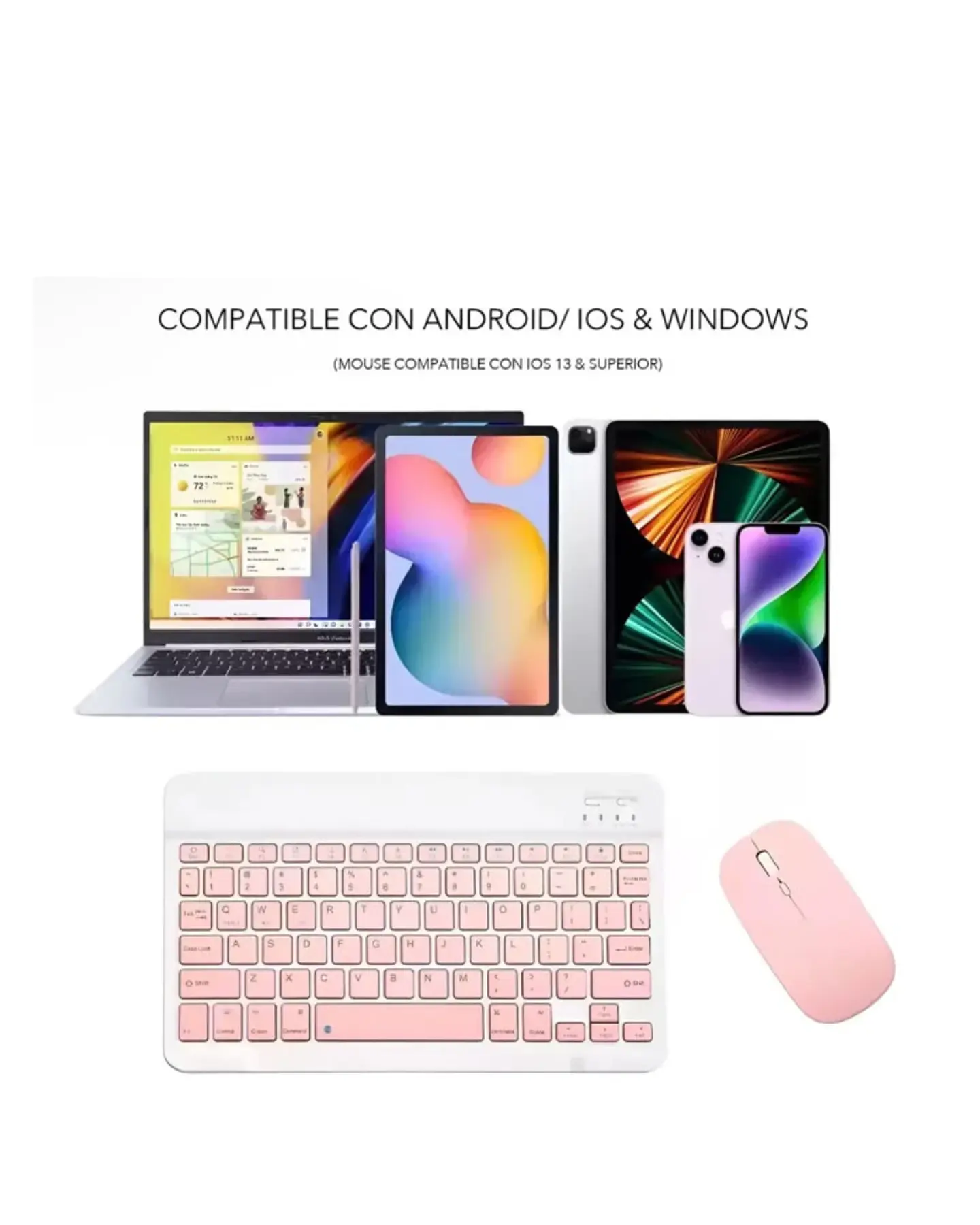 Teclado Y Mouse Inalámbrico Bluetooth Para Tablet Español 2