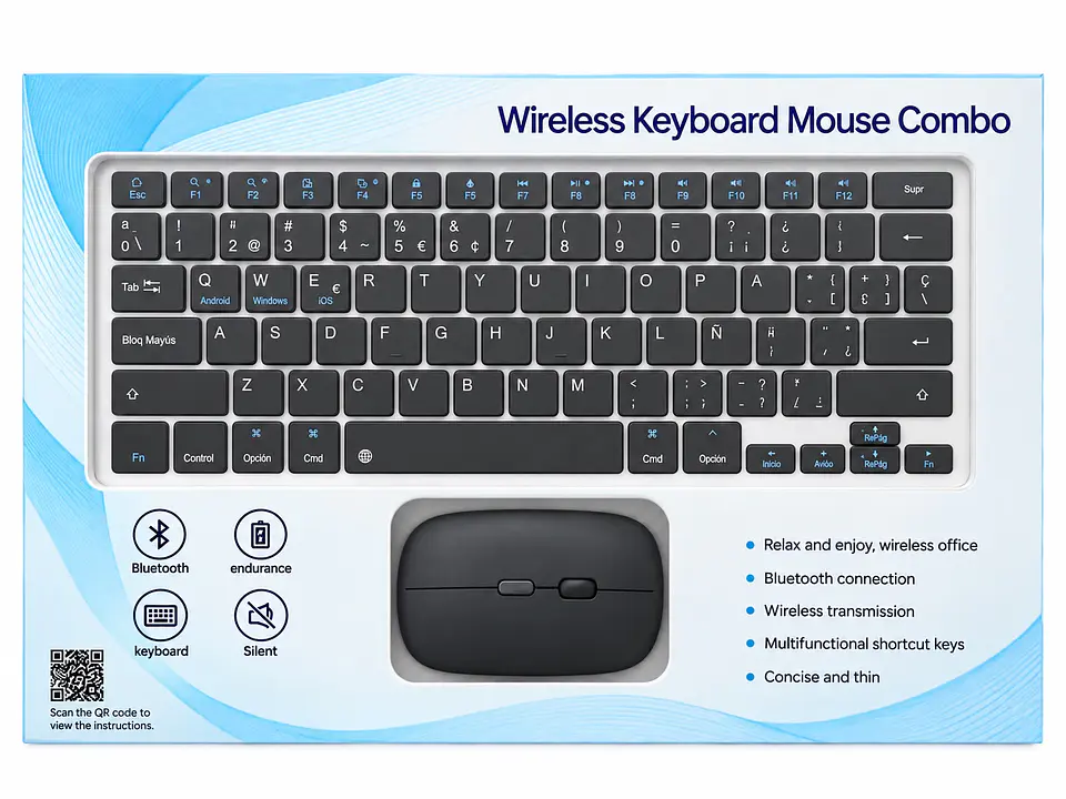 Teclado Y Mouse Inalámbrico Bluetooth Para Tablet Español 18