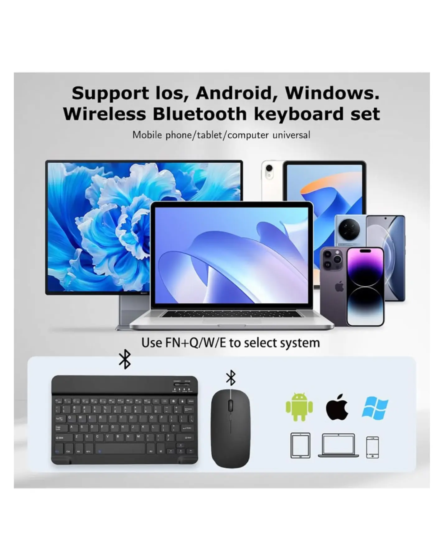 Teclado Y Mouse Inalámbrico Bluetooth Para Tablet Español 14