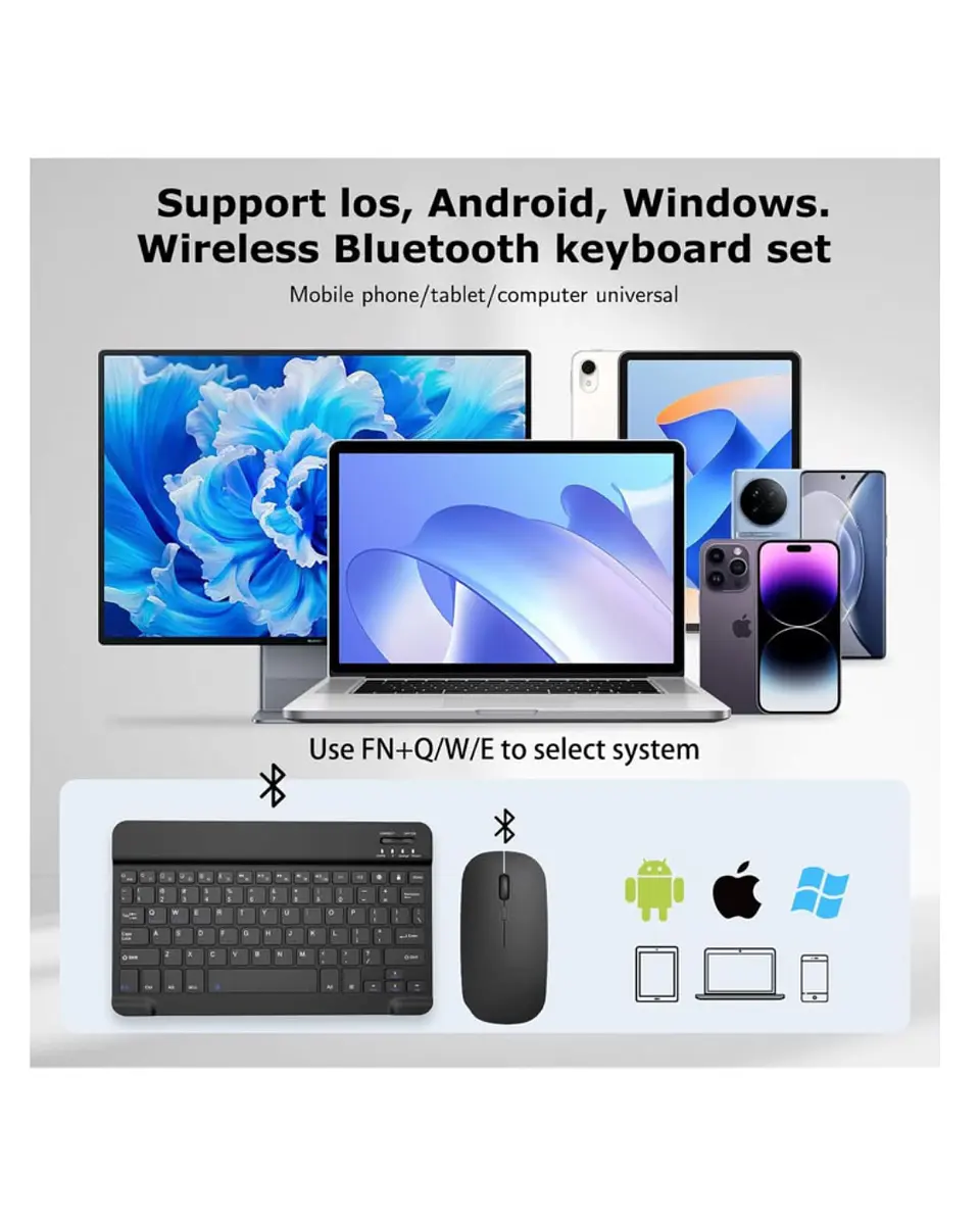 Teclado Y Mouse Inalámbrico Bluetooth Para Tablet Español 14