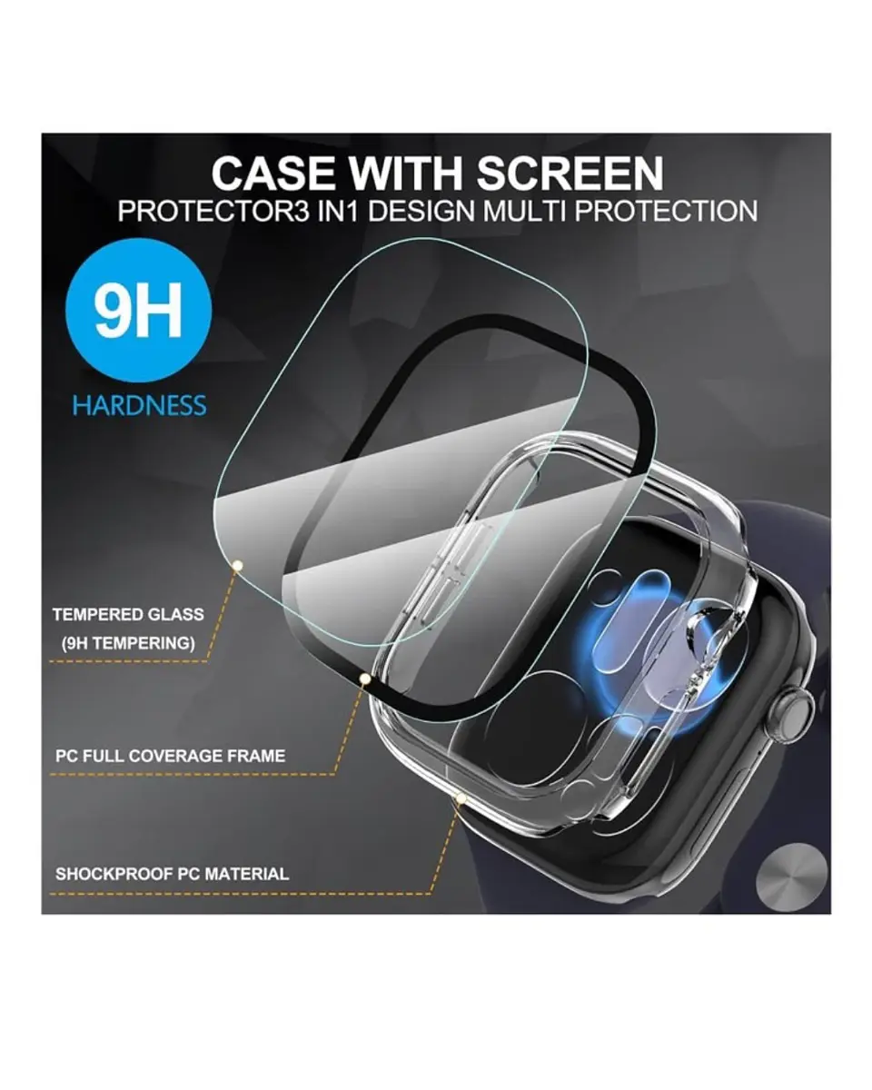 Protector Carcasa Con Vidrio Para Apple Watch Serie 12 46mm  13