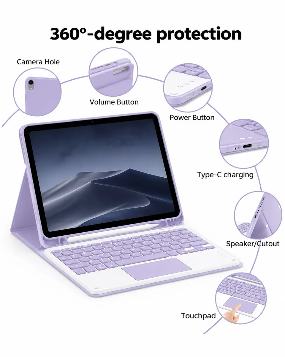 Funda Con Teclado Español Touchpad Para iPad Air 11 M3 2025  12