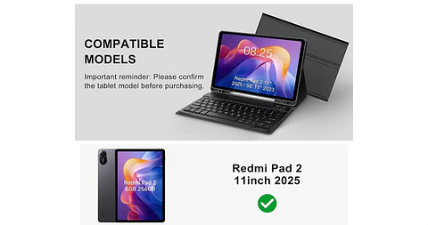 Funda Con Teclado Español Para Xiaomi Redmi Pad 2 11" 