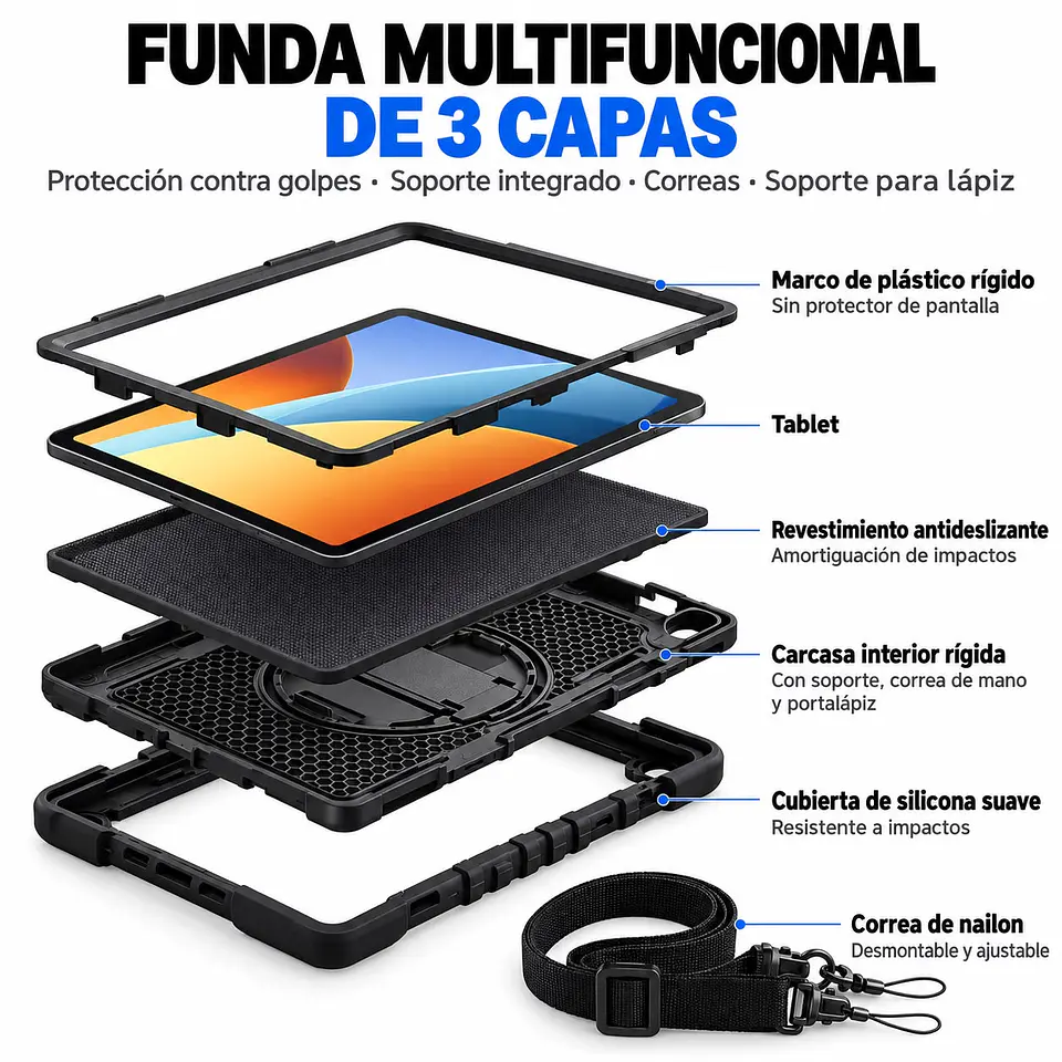 Funda Antigolpes Armadura Para Xiaomi Redmi Pad 2 2026 9.7