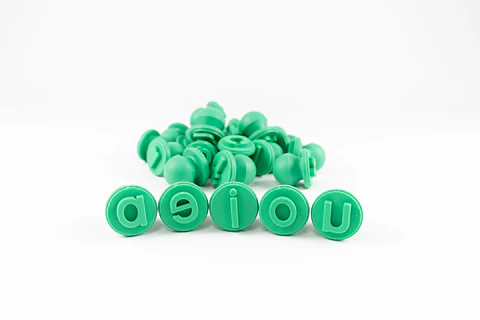 Sellos de goma con letras minúsculas