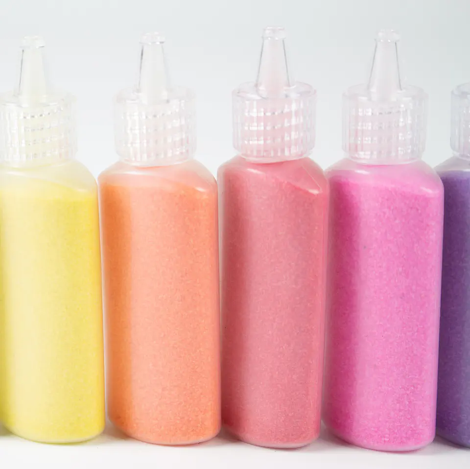 10 Botellas con arena de colores 5
