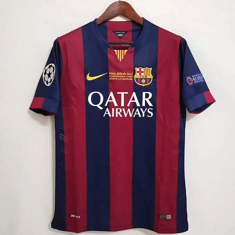 Camisola Barcelona Principal 2014/15 Todos os Patchs