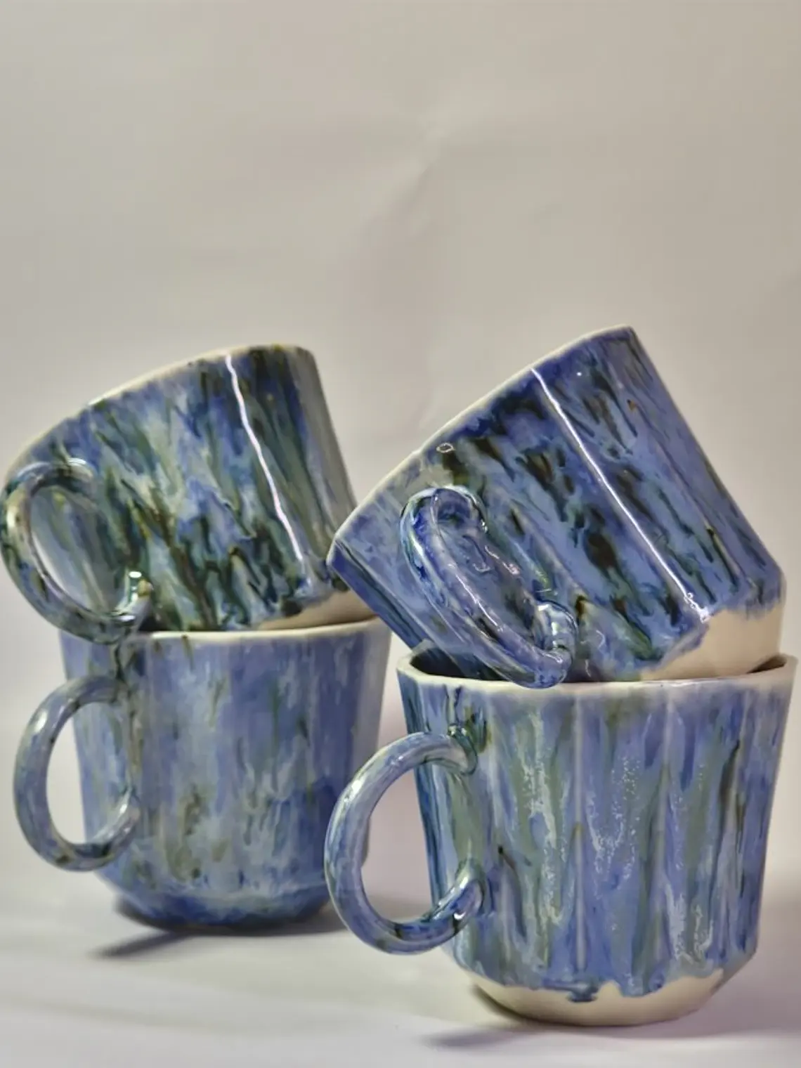 Juego tazas de porcelana azul 1