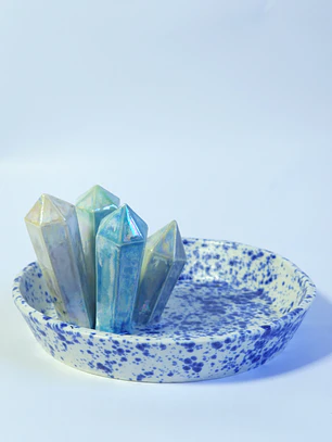 Joyero porcelana cristales azules