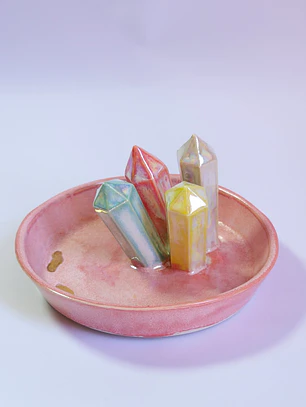 Joyero porcelana rosa y cristales 