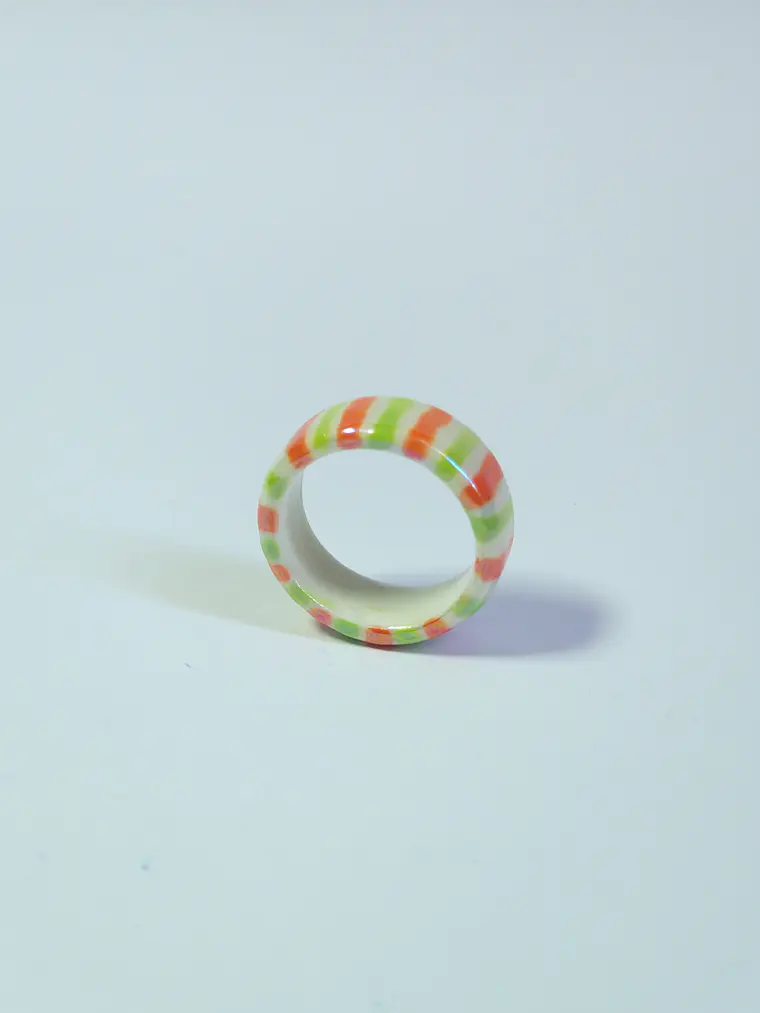 Anillo porcelana verde y naranja madreperla talla 23 1