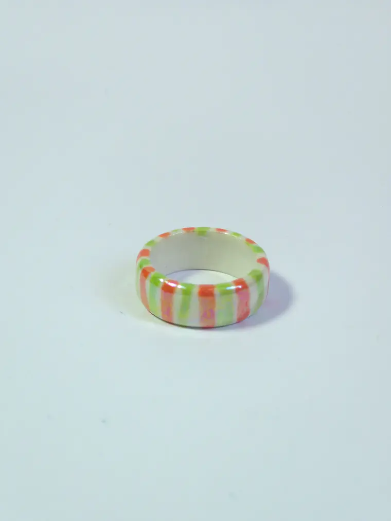 Anillo porcelana verde y naranja madreperla talla 23 2