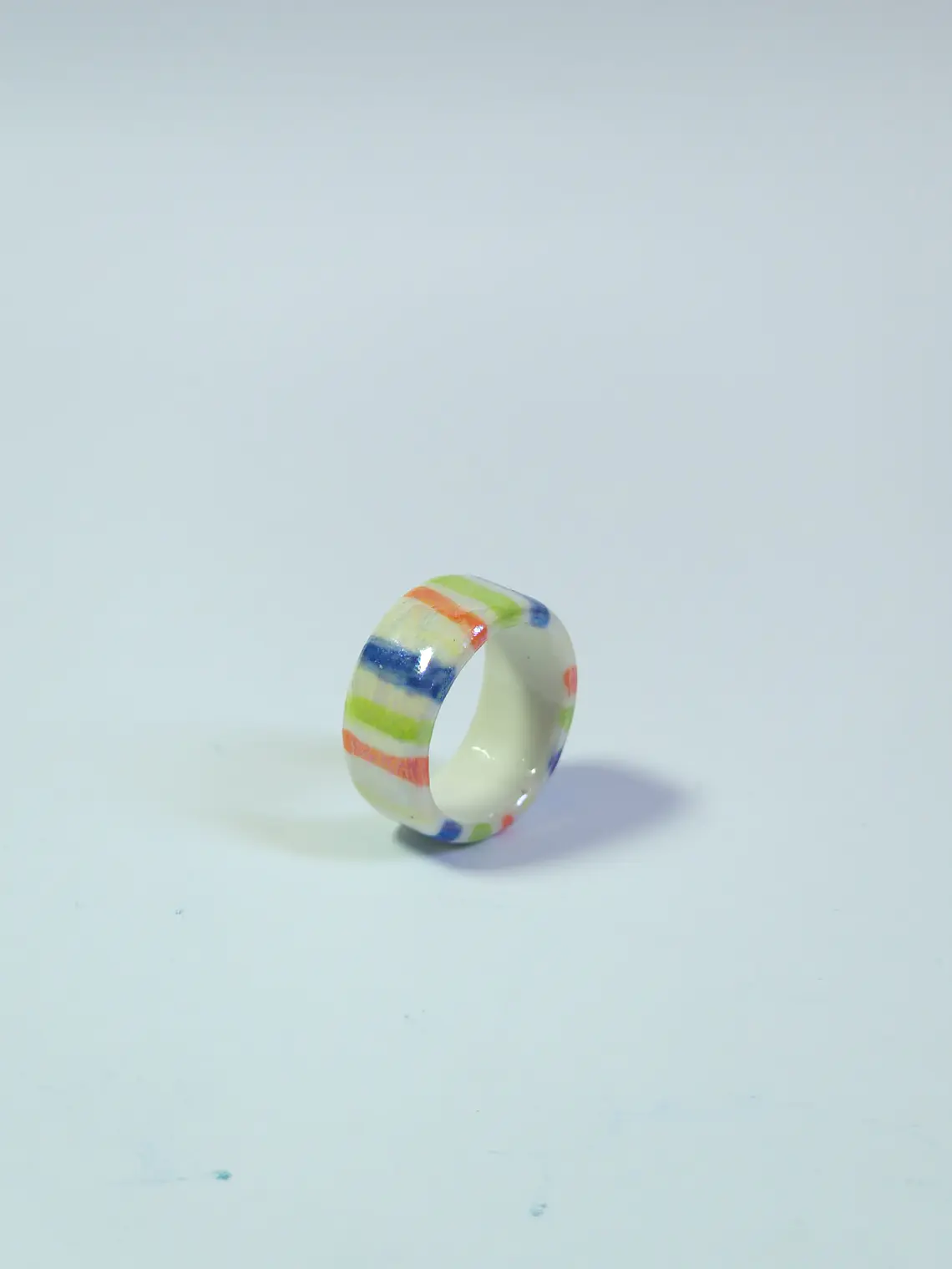 Anillo porcelana rayas de colores madreperla talla 22 2