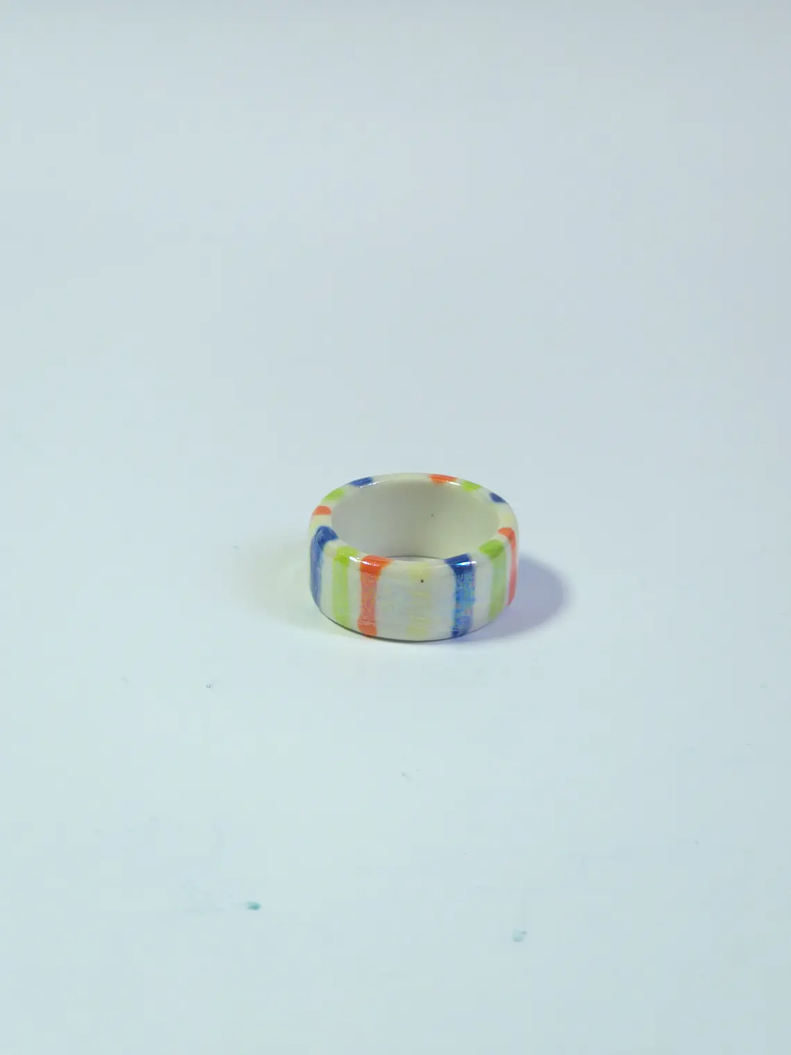 Anillo porcelana rayas de colores madreperla talla 22 3