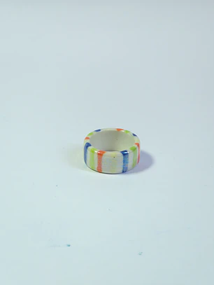 Anillo porcelana rayas de colores madreperla talla 22