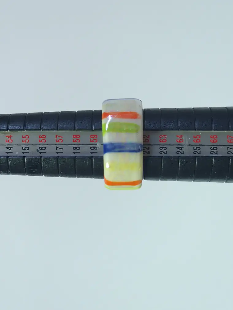 Anillo porcelana rayas de colores madreperla talla 22 1