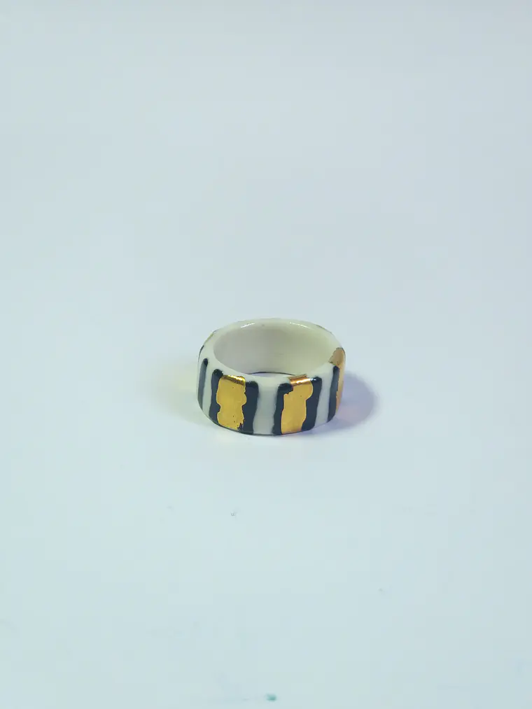 Anillo porcelana rayas negras talla 21 2