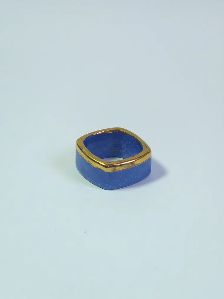 Anillo porcelana cuadrado azul talla 20 1